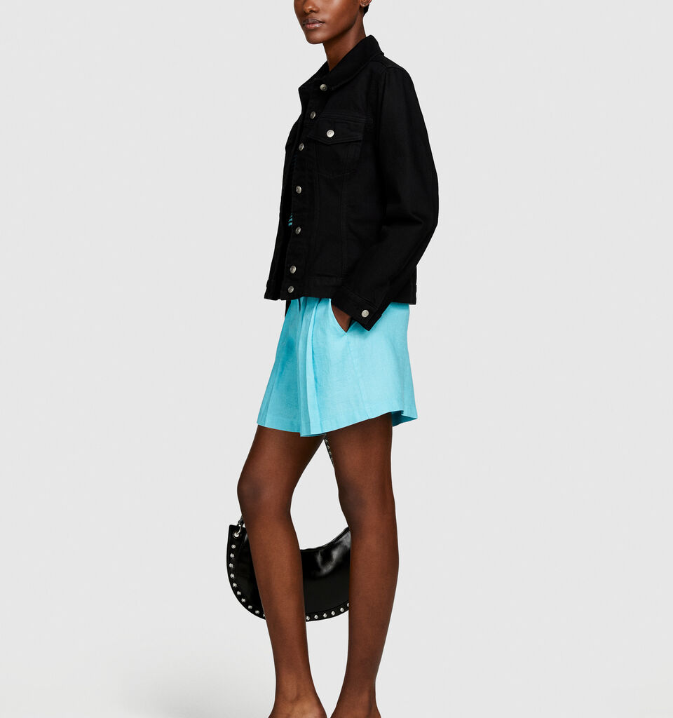 100% linen shorts - women's shorts - Turquoise | Sisley image number 2